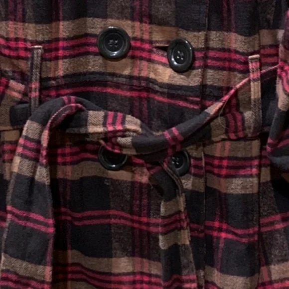 Self Esteem Lightweight Flannel Hooded Pea Coat - Picture 3 of 12